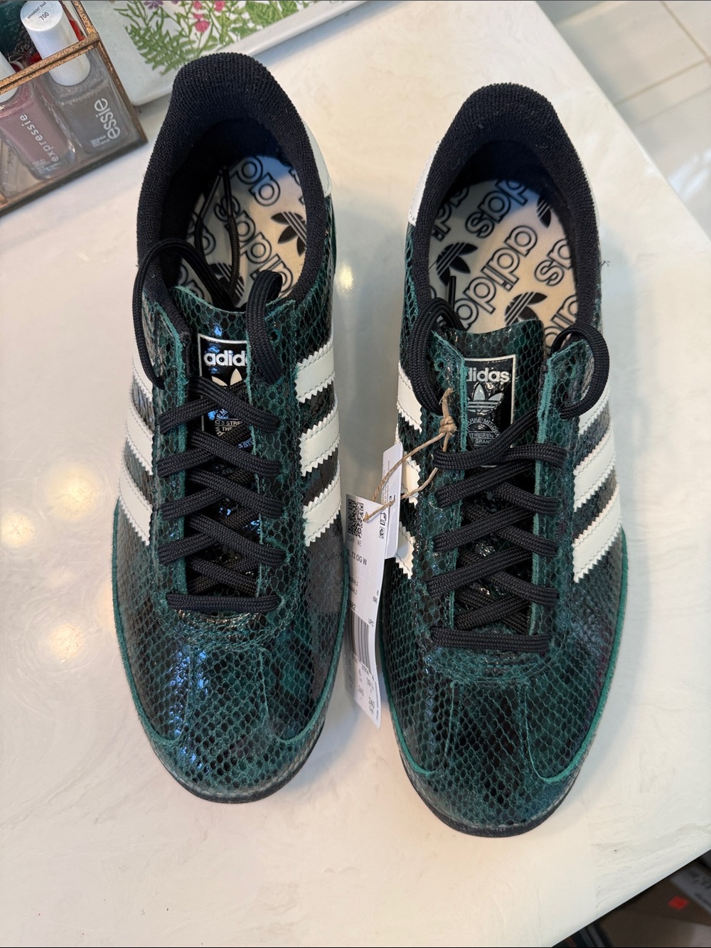 NWT adidas Women’s SL 72 OG Dark Green Snake-Print Sneakers - Picture 4 of 8